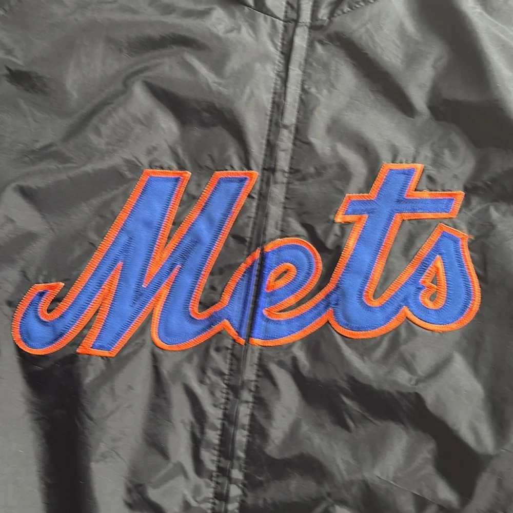 Black NY Mets Vintage Majestic Windbreaker Jacket - Picture 5 of 5
